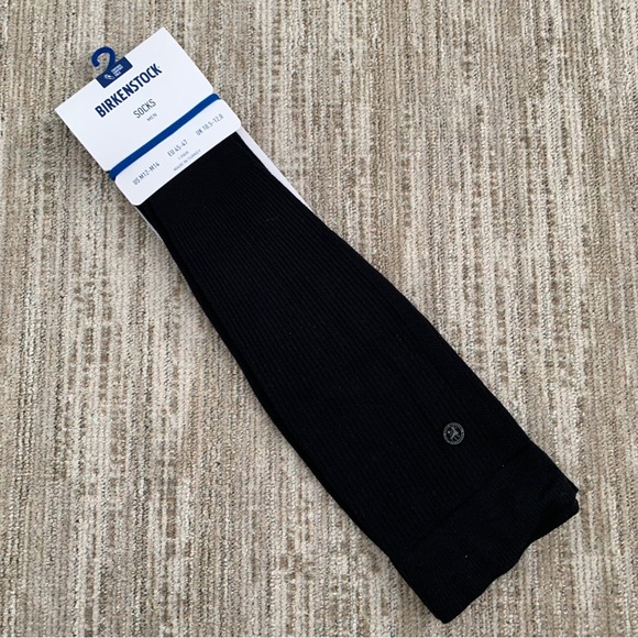 BIRKENSTOCK MENS NEW BLACK COTTON POLY ELASTANE FOOTBED COMFORT SOLE SOCKS 12-14 - Picture 1 of 14